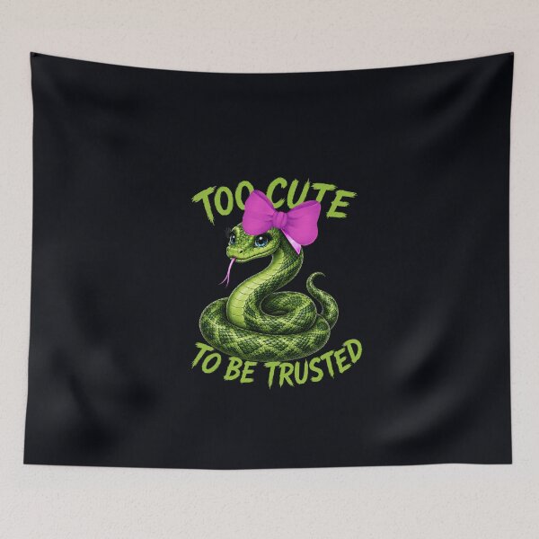 Item preview, Demasiado linda para ser confiable: una linda serpiente verde con un lazo rosa. designed and sold by Aimetoi.