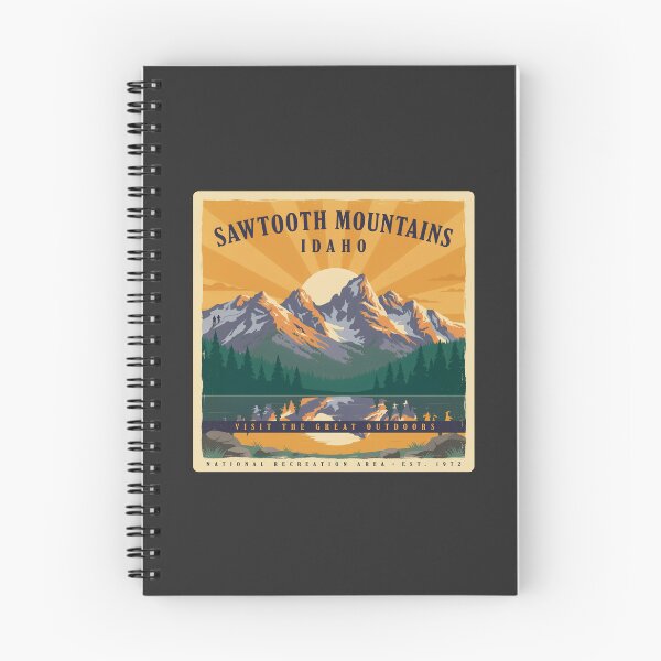 Item preview, Sawtooth Mountains Idaho Vintage Travel Poster | National Recreation Area Outdoor Adventure Design designed and sold by ArcticFoxStudio.