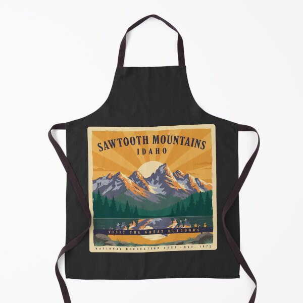 Item preview, Sawtooth Mountains Idaho Vintage Travel Poster | National Recreation Area Outdoor Adventure Design designed and sold by ArcticFoxStudio.