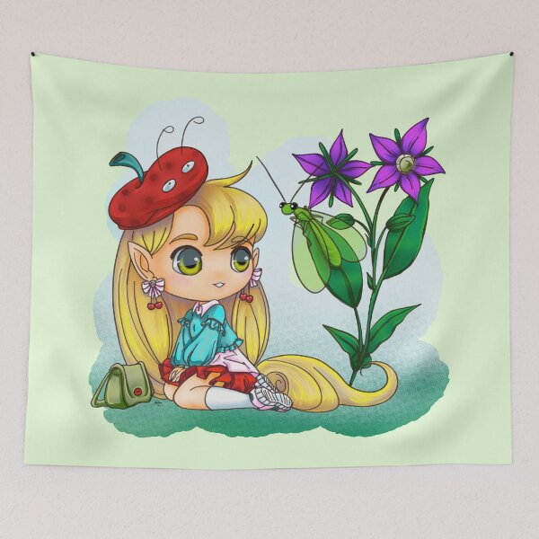 Item preview, Modren fairy with borage plant and green chrysopa designed and sold by Konopikyu.