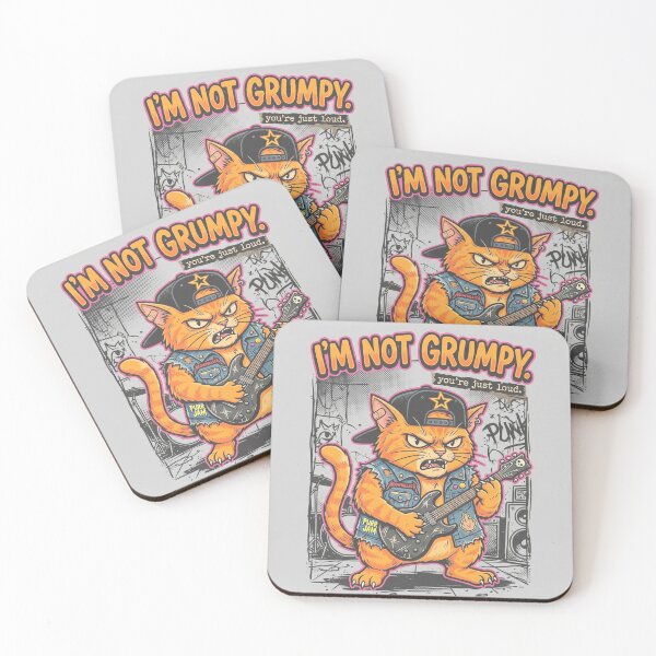 Item preview, I'm Not Grumpy Punk Cat Shirt | Pop Punk Orange Cat Guitar Graphic designed and sold by DmaarGroup.