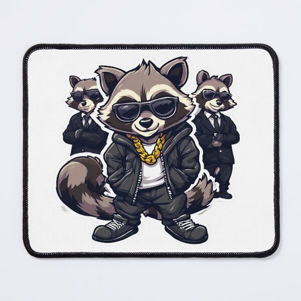 Item preview, Street Boss Raccoon Bodyguards Urban Cartoon Die-Cut Sticker designed and sold by Aesthicer.