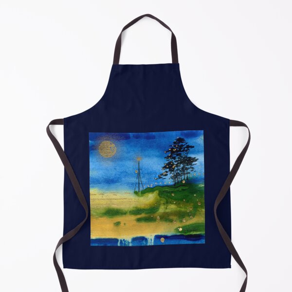 Item preview, Moonlit Shoreline – Abstract Blue and Green Landscape Art designed and sold by Cass Harker Studio.