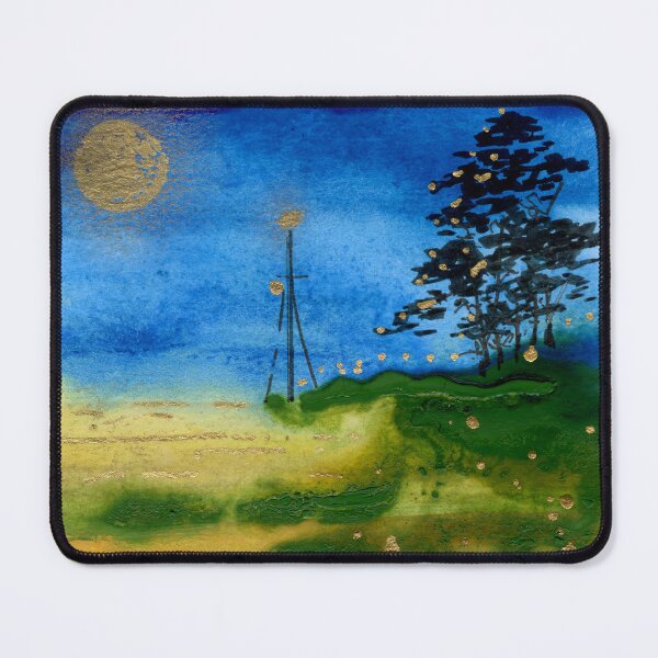 Item preview, Moonlit Shoreline – Abstract Blue and Green Landscape Art designed and sold by Cass Harker Studio.