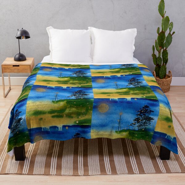 Item preview, Moonlit Shoreline – Abstract Blue and Green Landscape Art designed and sold by Cass Harker Studio.
