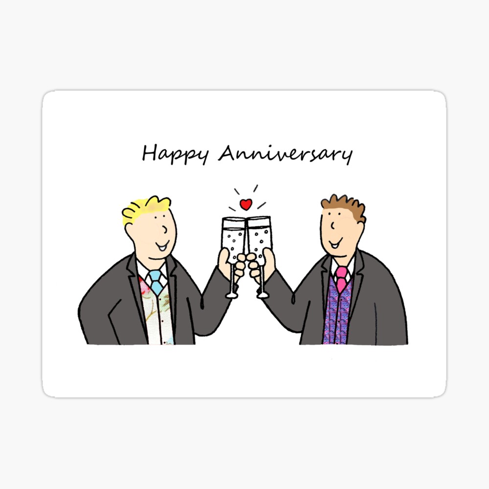 Gay Male Couple Happy Anniversary | Metal Print