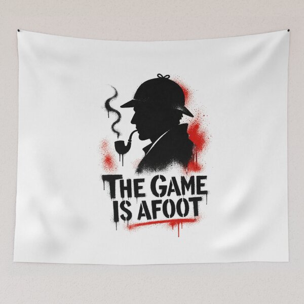 Item preview, The Game Is Afoot Sherlock Holmes Red Splatter Stencil Art designed and sold by Fenay Designs.