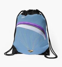 Paragliding at Stanwell Park with moon Drawstring Bag