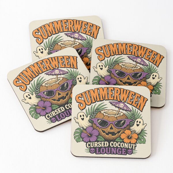 Item preview, Summerween Cursed Coconut Lounge Retro Haunted Tiki Bar designed and sold by POD DYNASTY | Original Print On Demand T-Shirt Graphics.