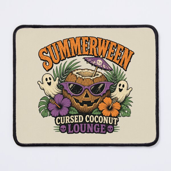Item preview, Summerween Cursed Coconut Lounge Retro Haunted Tiki Bar designed and sold by POD DYNASTY | Original Print On Demand T-Shirt Graphics.