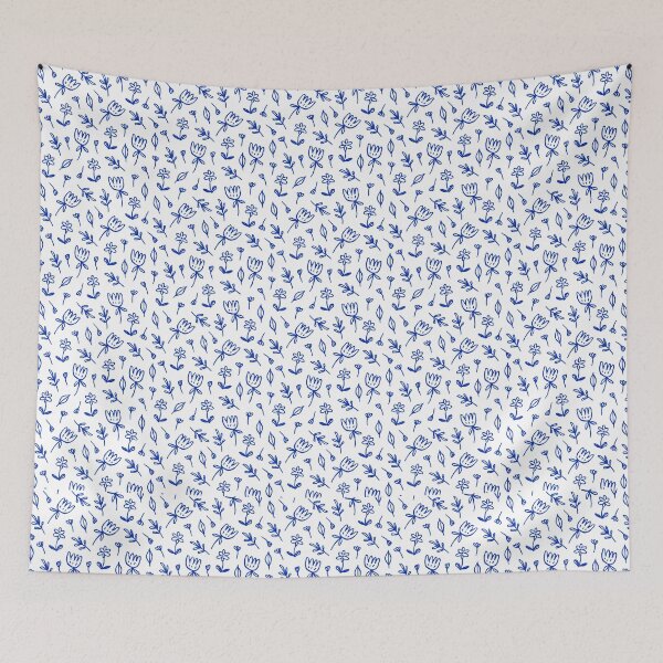 Item preview, Blue Doodle Floral Seamless Pattern — Cute Tulip Wildflower Print designed and sold by Zaya_art.