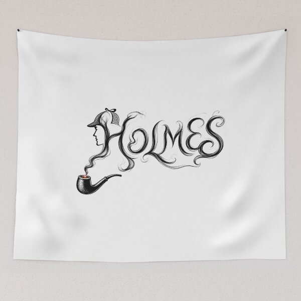 Item preview, Holmes Pipe Smoke Typography Sherlock Holmes Silhouette Art designed and sold by Fenay Designs.