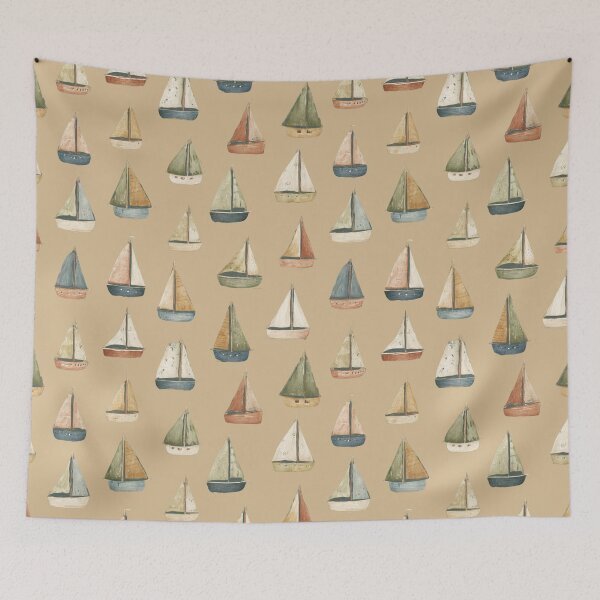 Item preview, Vintage Nautical Sailboat Pattern | Seamless Coastal Sailing Design designed and sold by Bound for Wonder.