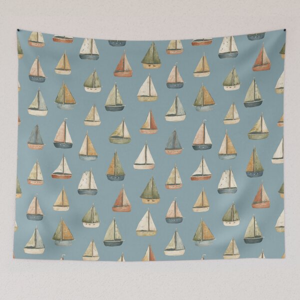 Item preview, Vintage Nautical Sailboat Pattern | Seamless Coastal Sailing Design designed and sold by Bound for Wonder.