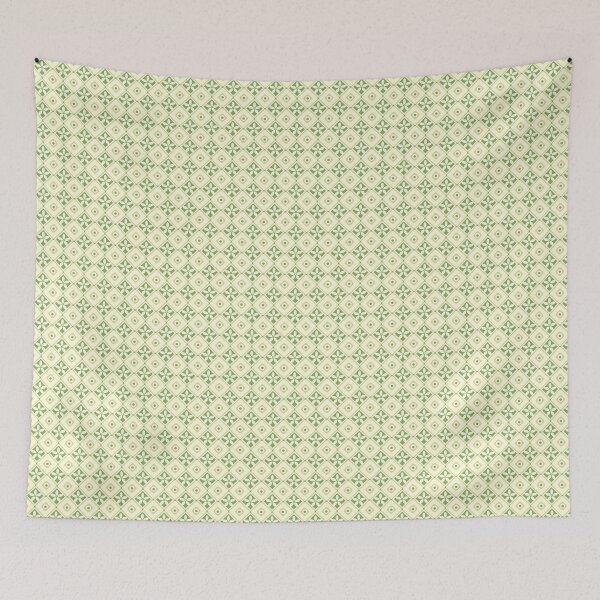 Item preview, Green Geometric Tile Floral Seamless Pattern — Retro Jasmine Mosaic Print designed and sold by Zaya_art.