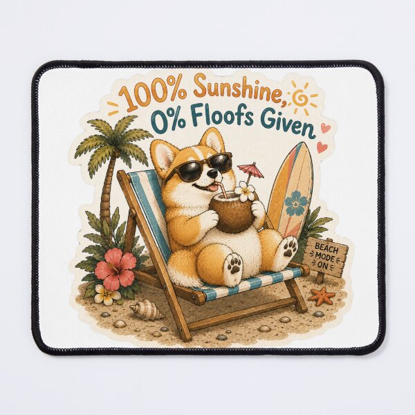 Item preview, 100% Sunshine 0% Floofs Given – Funny Summer Corgi designed and sold by DailyStruggleCo.