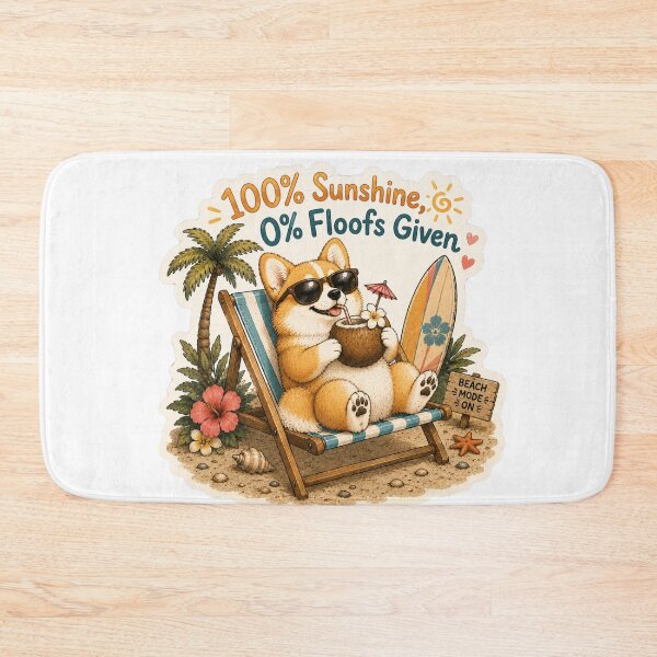 Item preview, 100% Sunshine 0% Floofs Given – Funny Summer Corgi designed and sold by DailyStruggleCo.