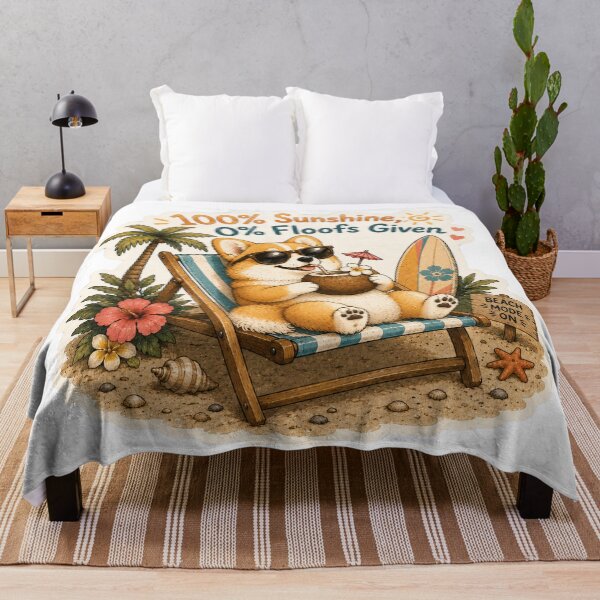 Item preview, 100% Sunshine 0% Floofs Given – Funny Summer Corgi designed and sold by DailyStruggleCo.