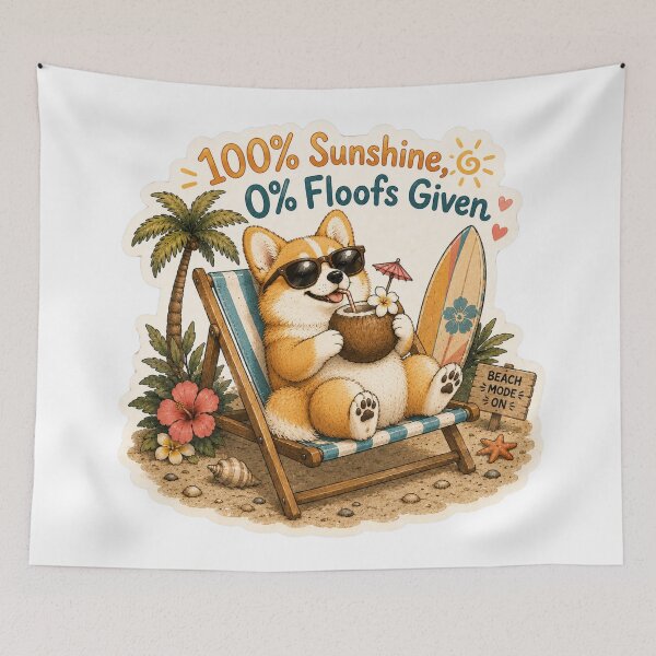 Item preview, 100% Sunshine 0% Floofs Given – Funny Summer Corgi designed and sold by DailyStruggleCo.