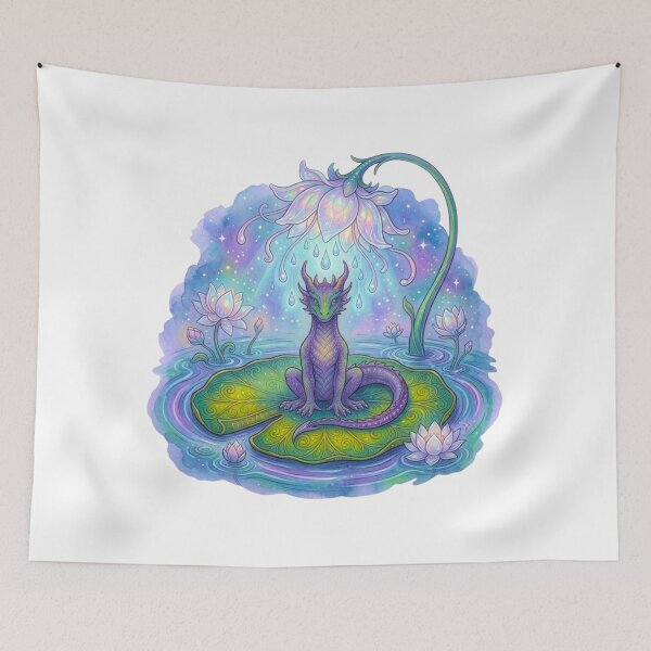 Item preview, Celestial Lotus Dragon Fantasy Art designed and sold by HoneyBreezeCo.