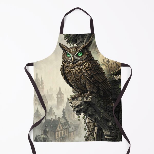Item preview, Steampunk owl on a tower with clockwork details in a mystical atmosphere and cinematic depth designed and sold by FotoworldEdel.