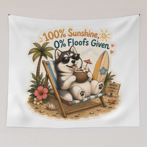 Item preview, 100% Sunshine 0% Floofs Given – Funny Summer Husky designed and sold by DailyStruggleCo.