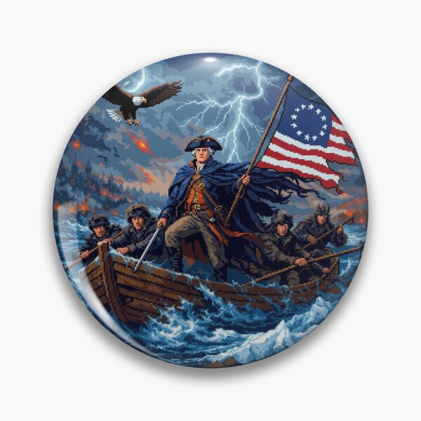 Item preview, George Washington 8-Bit Pixel Art - Retro Delaware Crossing designed and sold by FIREDesignsPOD.