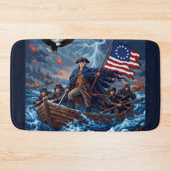Item preview, George Washington 8-Bit Pixel Art - Retro Delaware Crossing designed and sold by FIREDesignsPOD.