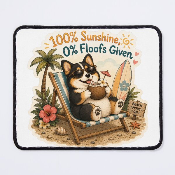 Item preview, 100% Sunshine 0% Floofs Given – Funny Summer Corgi designed and sold by DailyStruggleCo.