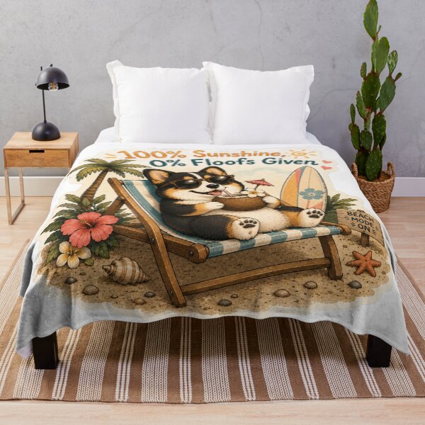 Item preview, 100% Sunshine 0% Floofs Given – Funny Summer Corgi designed and sold by DailyStruggleCo.