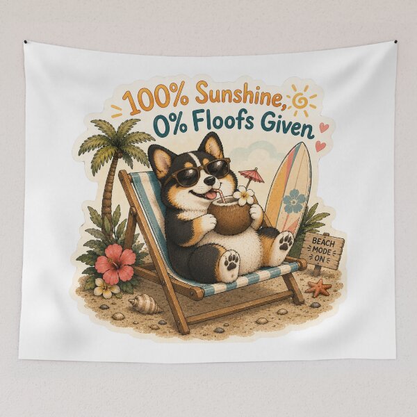 Item preview, 100% Sunshine 0% Floofs Given – Funny Summer Corgi designed and sold by DailyStruggleCo.