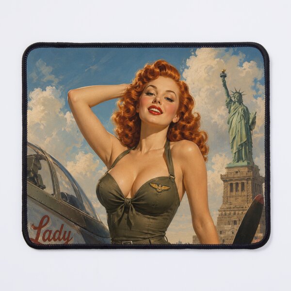 Item preview, Lady Liberty Vintage Aviation Pin-Up | WWII Inspired Retro Americana Art designed and sold by MissSaylor.