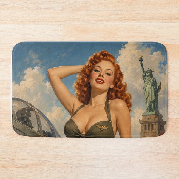 Item preview, Lady Liberty Vintage Aviation Pin-Up | WWII Inspired Retro Americana Art designed and sold by MissSaylor.