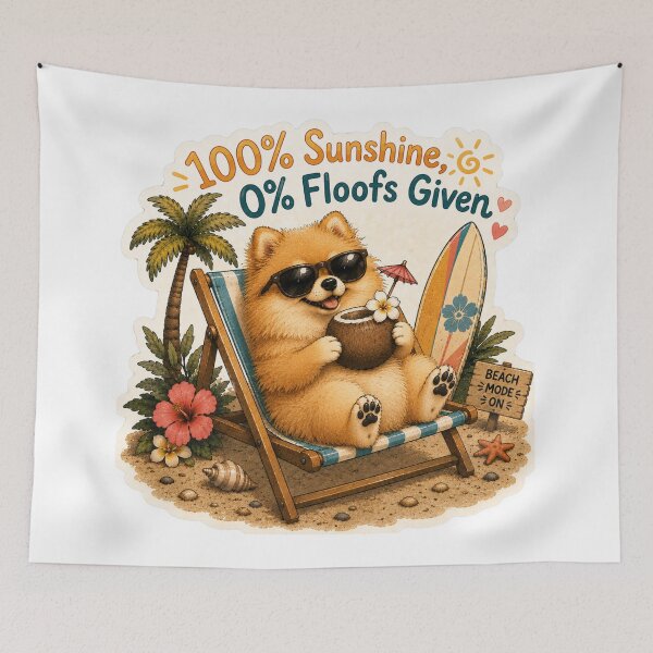Item preview, 100% Sunshine 0% Floofs Given – Funny Summer Pomeranian designed and sold by DailyStruggleCo.
