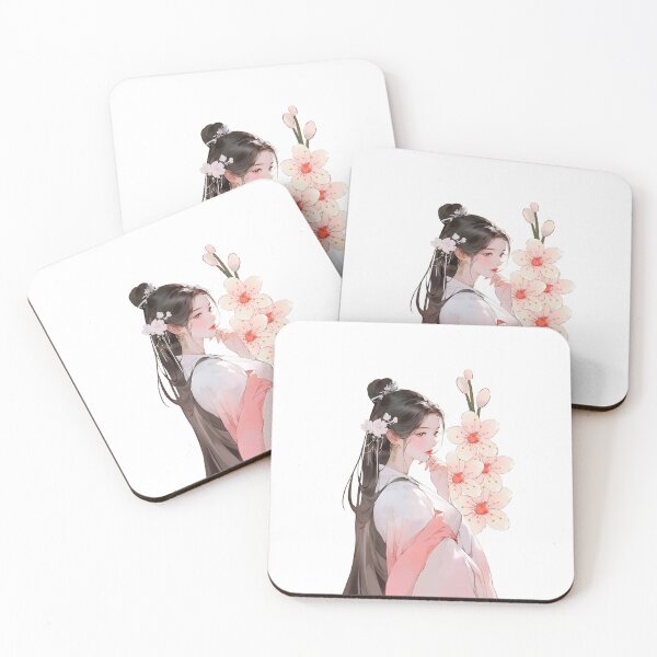 Item preview, Elegant Hanfu Girl – Romantic Pink Sakura Blossom Digital Art designed and sold by DoodleIntricate.