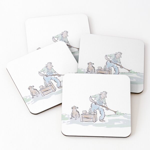 Item preview, Old Man Gardening with dog designed and sold by Inky Fingers Illustrations.