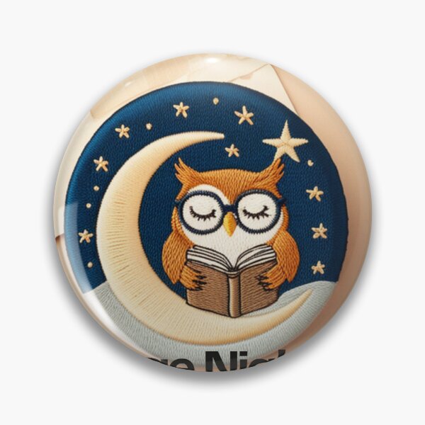 Item preview, Night Owl - Vintage Owl Badge for Night Lovers & Nocturnal Gift designed and sold by RedRubyBubble.