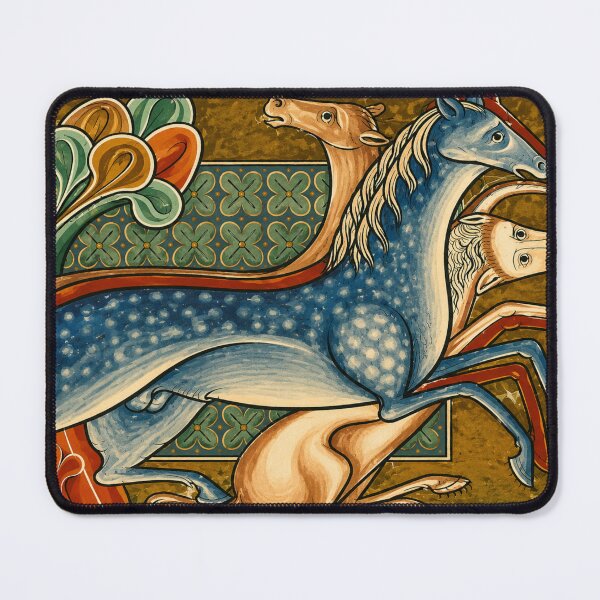 Item preview, Medieval Horses - Medieval Manuscript Style Mythical Horse Art for Fantasy Decor Lovers designed and sold by RickE.