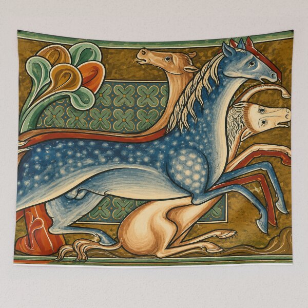 Item preview, Medieval Horses - Medieval Manuscript Style Mythical Horse Art for Fantasy Decor Lovers designed and sold by RickE.
