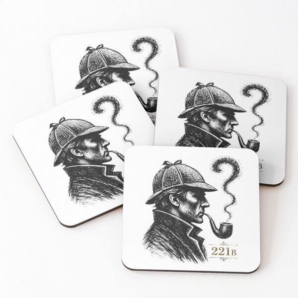 Item preview, Sherlock Holmes 221B Scratchboard Question Mark Pipe Smoke Art designed and sold by Fenay Designs.