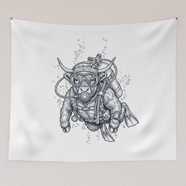Item preview, Highland Cow Scuba Diving Diver Animal Lover designed and sold by TerryConnells.