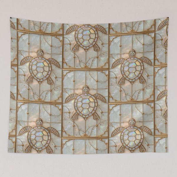 Item preview, Elegant Iridescent Golden Stained Glass Turtle designed and sold by BriSher.