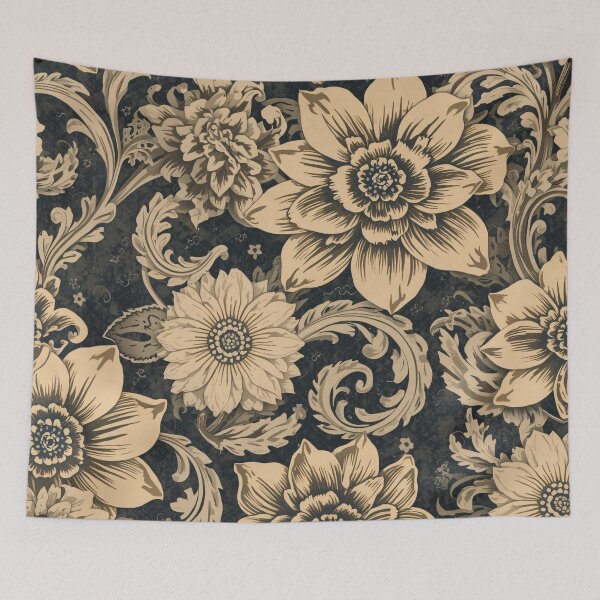 Item preview, Intricate Damask Flowers Mystical Composition Pattern designed and sold by GrinGalore.