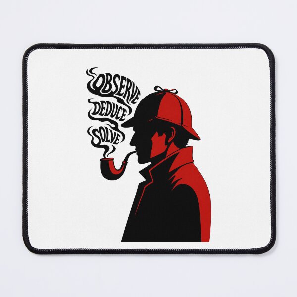 Item preview, Sherlock Holmes Observe Deduce Solve Silhouette Red Art designed and sold by Fenay Designs.