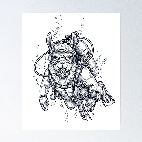 Item preview, Llama Scuba Diving Diver Animal Lover designed and sold by TerryConnells.
