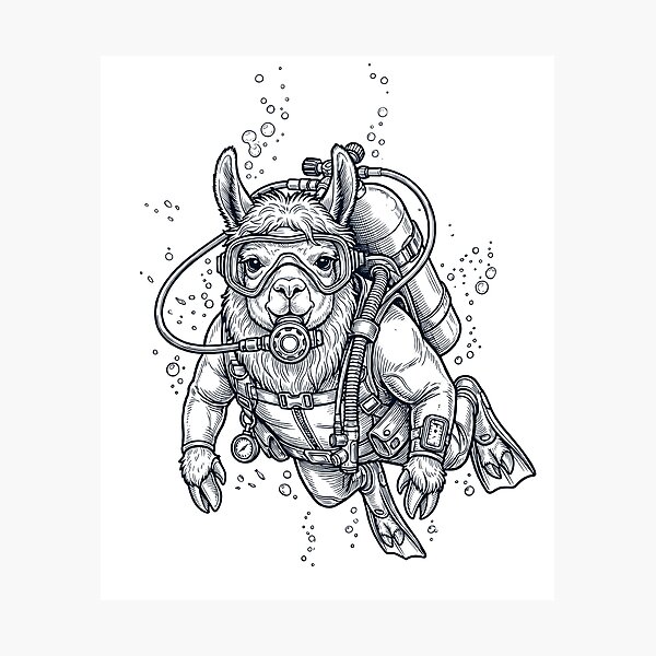 Item preview, Llama Scuba Diving Diver Animal Lover designed and sold by TerryConnells.