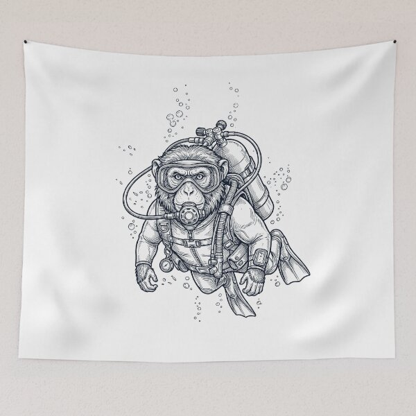 Item preview, Monkey Scuba Diving Diver Animal Lover designed and sold by TerryConnells.
