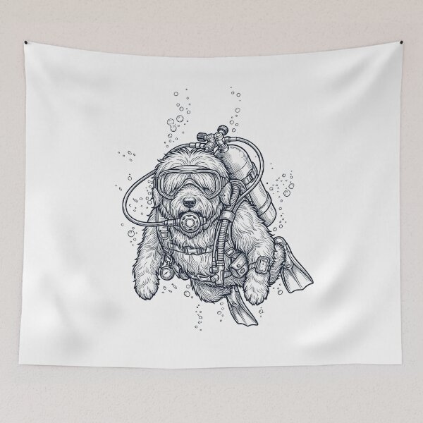 Item preview, Old English Sheepdog Scuba Diving Diver Dog Owner designed and sold by TerryConnells.