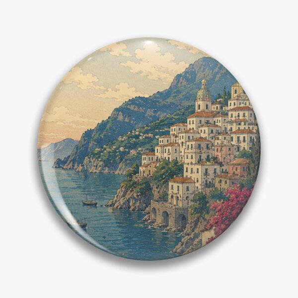 Item preview, Amalfi Coast Ukiyo-e Art Print | Italian Riviera Japanese Woodblock Landscape designed and sold by Vandy Fullam.