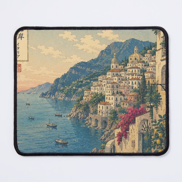 Item preview, Amalfi Coast Ukiyo-e Art Print | Italian Riviera Japanese Woodblock Landscape designed and sold by Vandy Fullam.